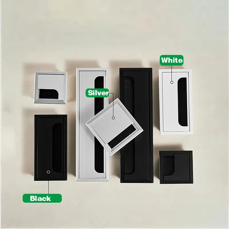 

Table Cable Threading Box Aluminum Alloy With Brush Grommet Hole Cover 80x80-1000x120mm