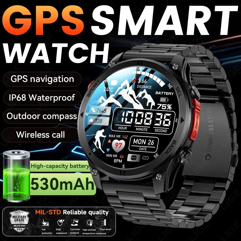 GPS Map Satellite Navigation Smart Watch 1.46
