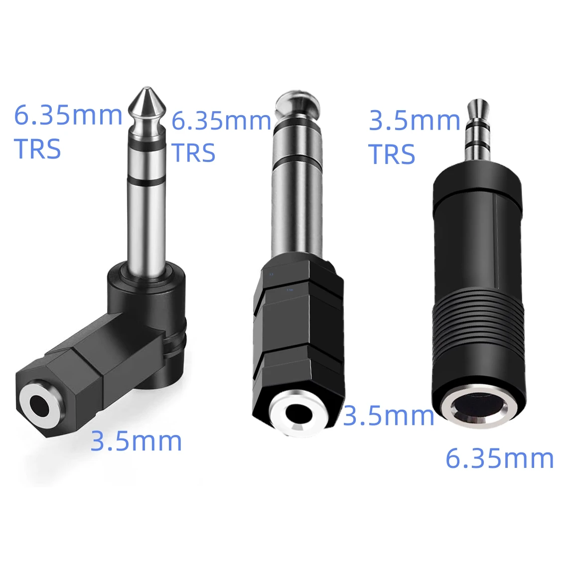 

3PCS Stereo 3.5mm to 6.5mm Plug 6.35mm TRS Male to 3.5mm Female 90 Degree Extender AUX Connector for Amplifier Headphone Speaker