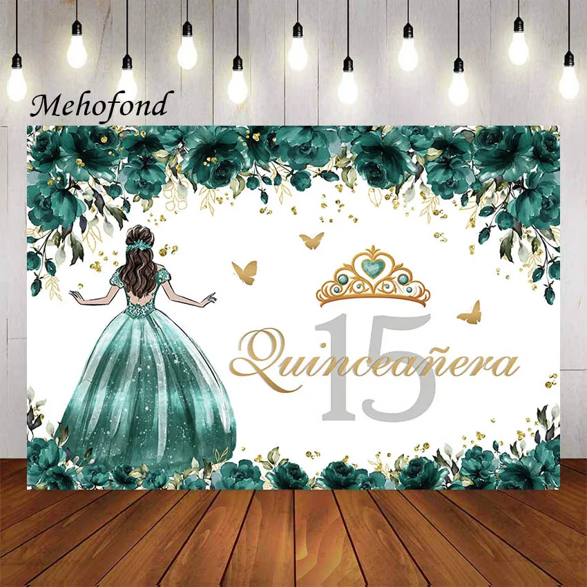 Mehofond Photography Background Sweet Quinceanera 15 Quince Años Floral Princess Girl Birthday Party Decor Backdrop Photo Studio