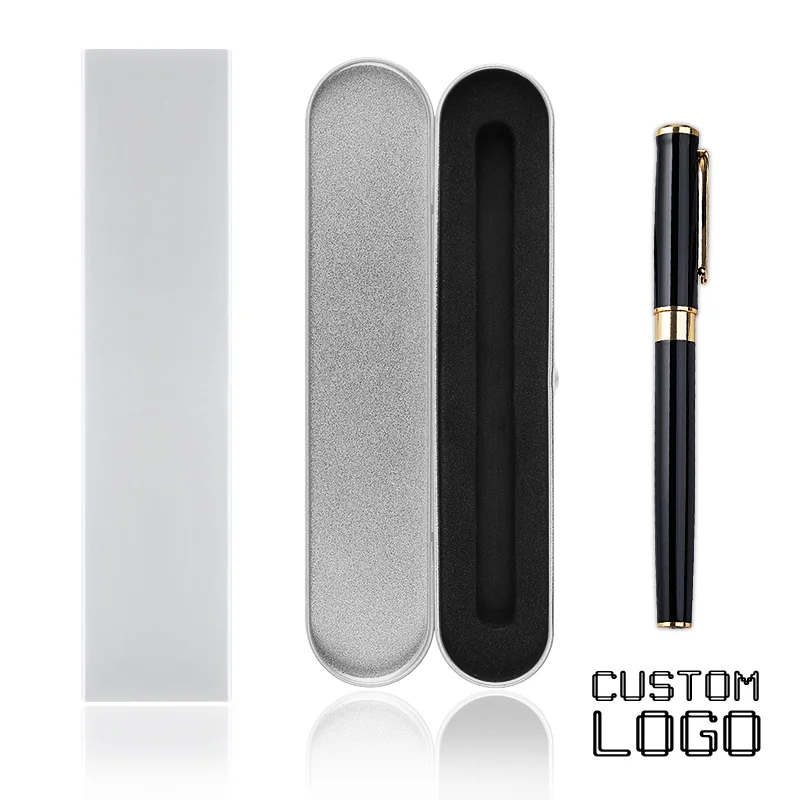 Stylo à bille avec logo personnalisé, coffret cadeau en métal + 1 stylo à signature en métal, coffret cadeau d'affaires, fournitures scolaires et de bureau