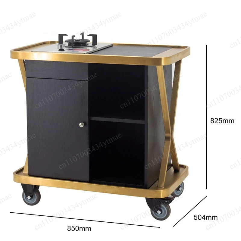 Multifunctional Mobile Catering Cart Stainless Steel Service Trolley for Hotel Restaurant