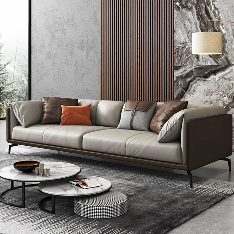 Leather office sofa coffee table combination business leisure single office sofa three people