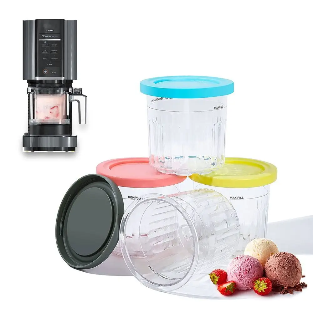 

Organization Ice Cream Pints Cup Leak Proof with Lids Ice Cream Makers Plastic Replacement Storage Jars For Ninja Creami