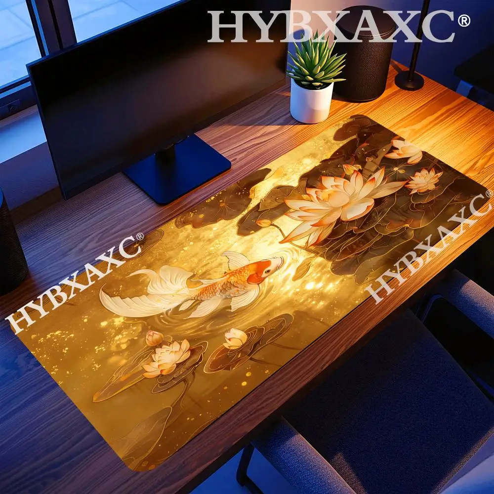 

HYBXAXC Luxurious Lotus and Koi Mouse Pad Rubber Base Large Game Computer Laptop Keyboard Mat PC Accessories Offices Decor Mats