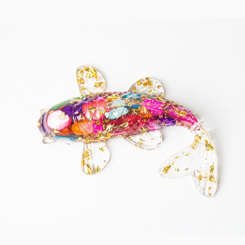 Glue Dripping Crafts Crystal Ornaments Gold Foil Decoration Natural Gravel Goldfish Ornaments Purely Handmade