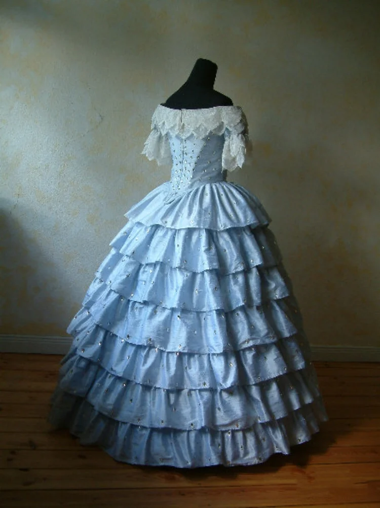 1850s Gothic Steampunk Princess Wedding Dress Historical Victorian Colonial Civil War Southern Belle Ball Gown