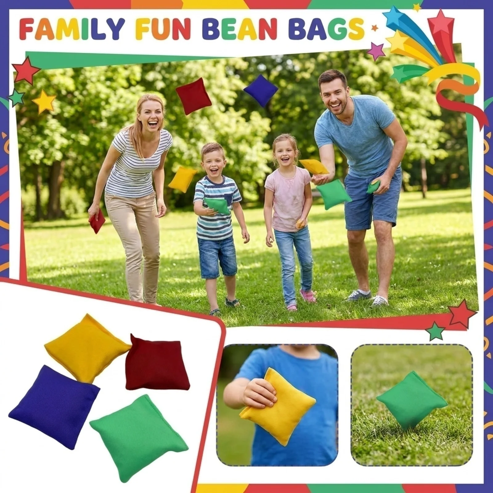 1Pc Random Color Mini Bean Bags Colorful Portable Cloth Sandbag Toss Toy for Kids and Adult Interactive Plaything Fun Game Prop