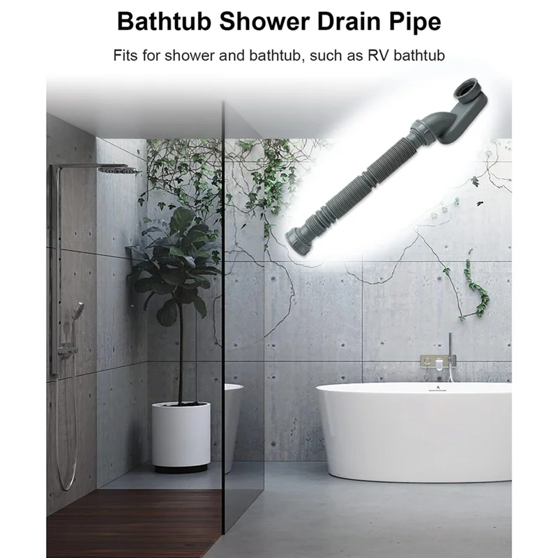 Low Profile 1 1/2 P Trap Flexible Bathtub Shower Drain Pipe Flat P Trap Standing Tub Drain For Bath Bathtub Drain