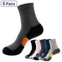 5 Pair Men's Cushioned Athletic Ankle Running Socks for Sport Low Cut Cycling Socks Hiking Thermal Sock For Male Plus Size 38-45