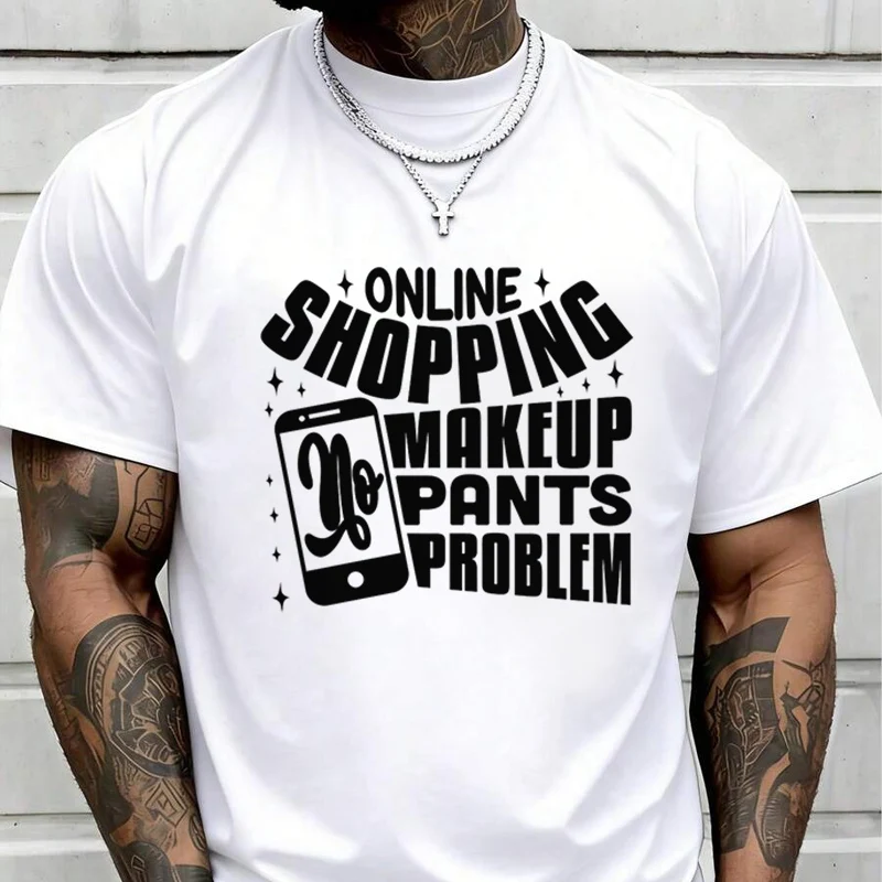 Online Shopping Print Creative Print T Shirt Summer Short-sleeved Casual Tee Men Women Streetwear Loose T-shirt