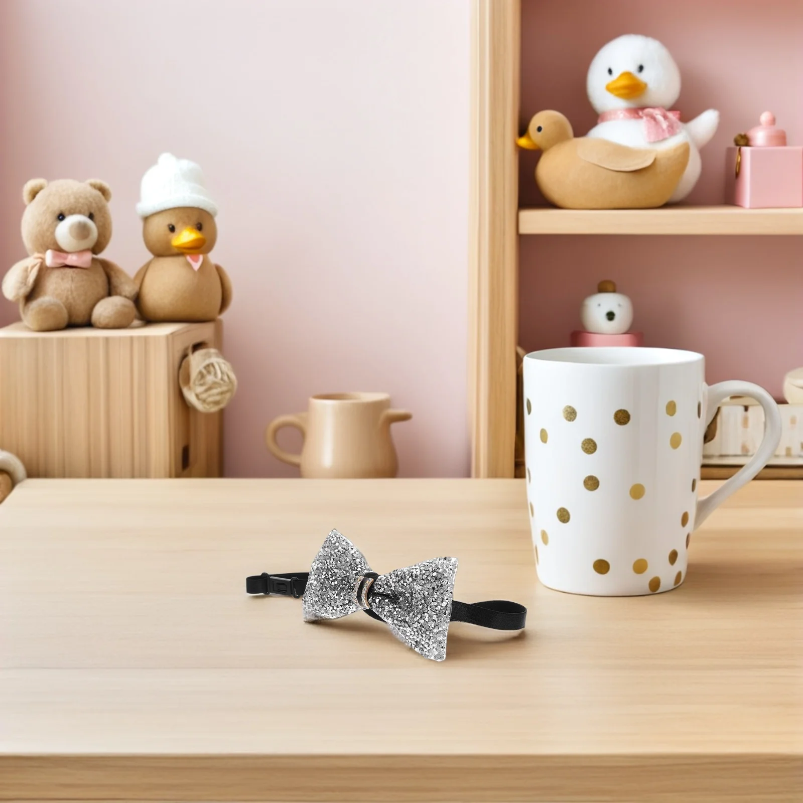 2개입 어린이용 보타이 크리스탈 라인스톤 프리타이드 조절 가능한 반짝이는 보타이 웨딩 공연 휴일 의상용