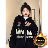 Street Style Loose Couple Sweater Coat Hoodie Women's Hiphop Baseball Jacket Outerwear High-End Design Casual Streetwear
