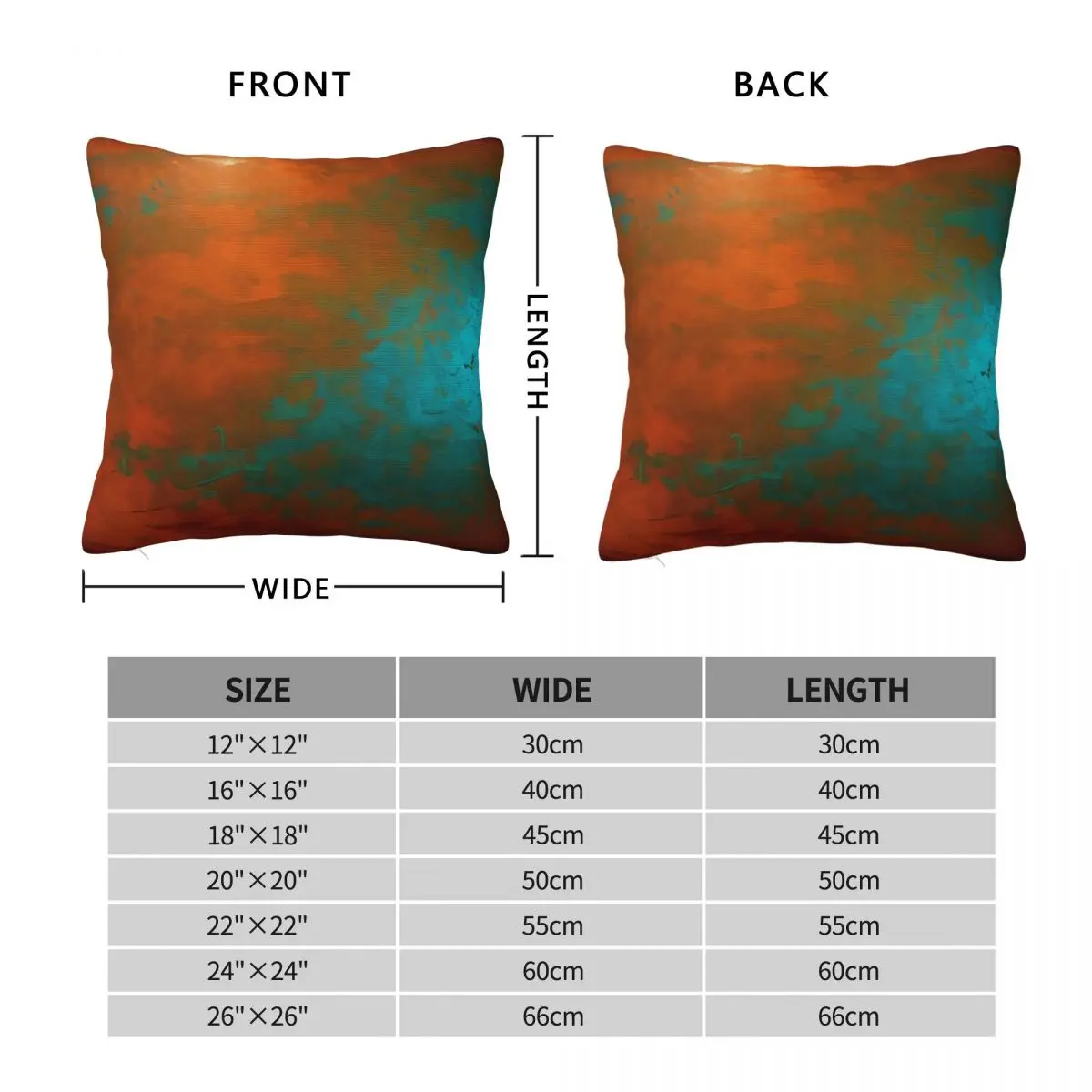 Blaixe Copper Aqua Blue Rust Square Pillowcase Polyester Linen Velvet Pattern Zip Decor Pillow Case Bed Cushion Cover