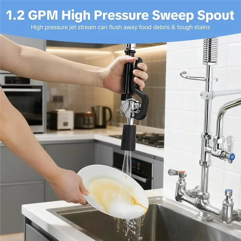 AB47-Commercial Sink Pre Rinse Sprayer With High Pressure Brass Faucet Parts, Ergonomic Handle For Kitchen Faucet Heads