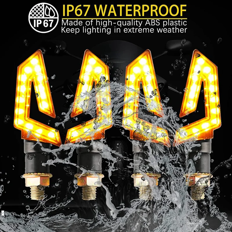 4PCS Motorcycle Turn Signals 15LED Motorcycle Blinkers Indicators Amber Lamp for Motorbike Scooter Quad Cruiser-A69M