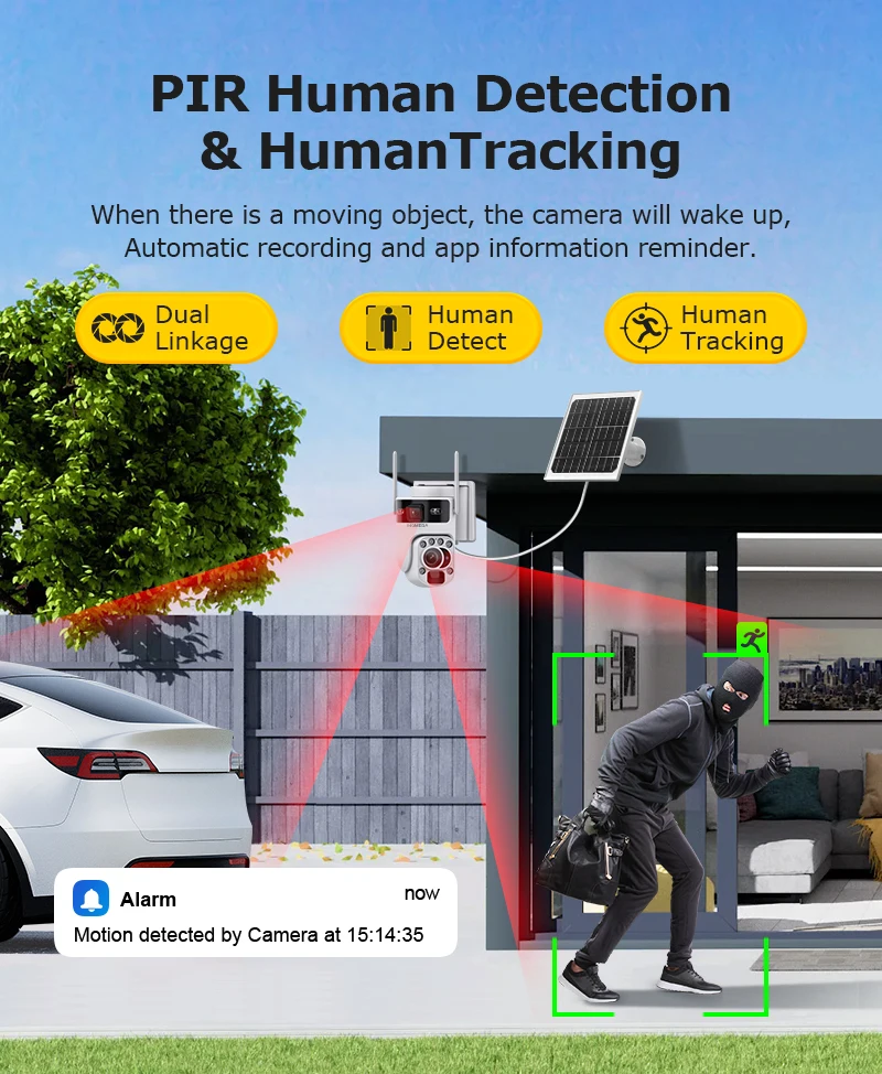 INQMEGA 12MP 60X Optical Zoom Solar Securty Camera Outdoor 4G/WiFi Dual Screen Two Way Talk Auto Tracking CCTV Camera Ubox App view 3