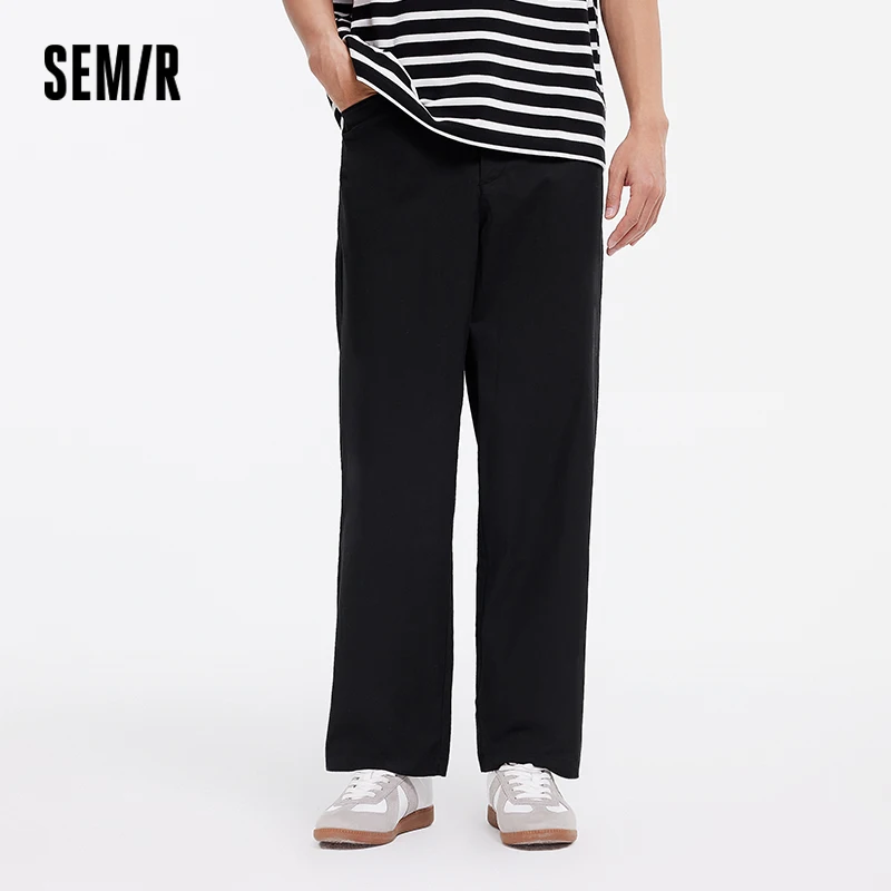 Semir Thin Black Straight Leg Pants Men 2025 Summer New Solid Color Trousers Versatile Stretch Casual Trousers Men