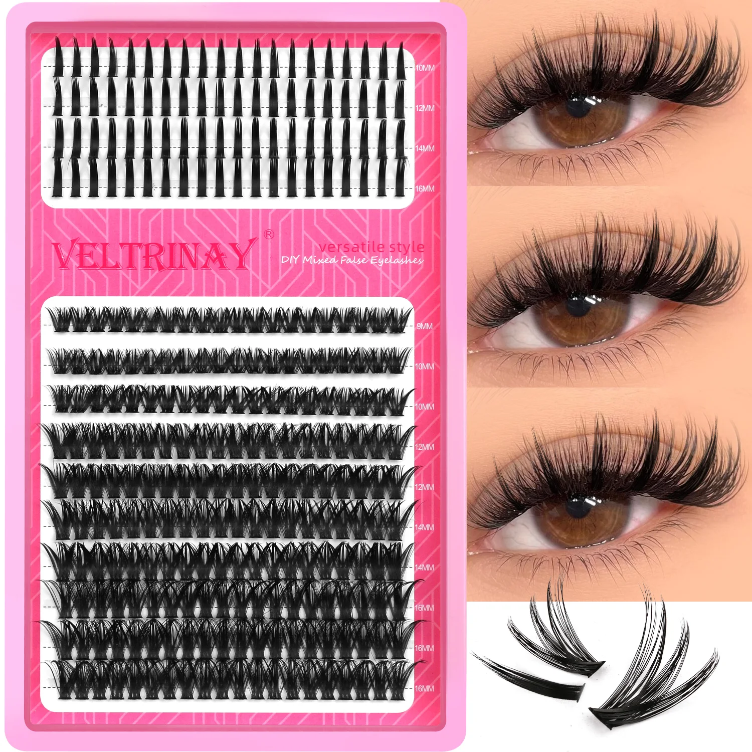 

VELTRINAY Lash Clusters Spikes Eyelash Clusters Volume Individual Lashes DIY Spiky Lash Extension Cluster Eyelash Extensions