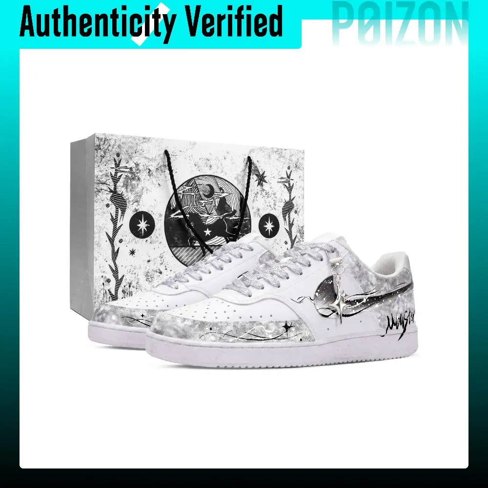 Nike Court Vision Star Moon Legend, Monster Lab Low top Skateboard Shoes Unisex Black White Gray DH2987-117（Team445-）