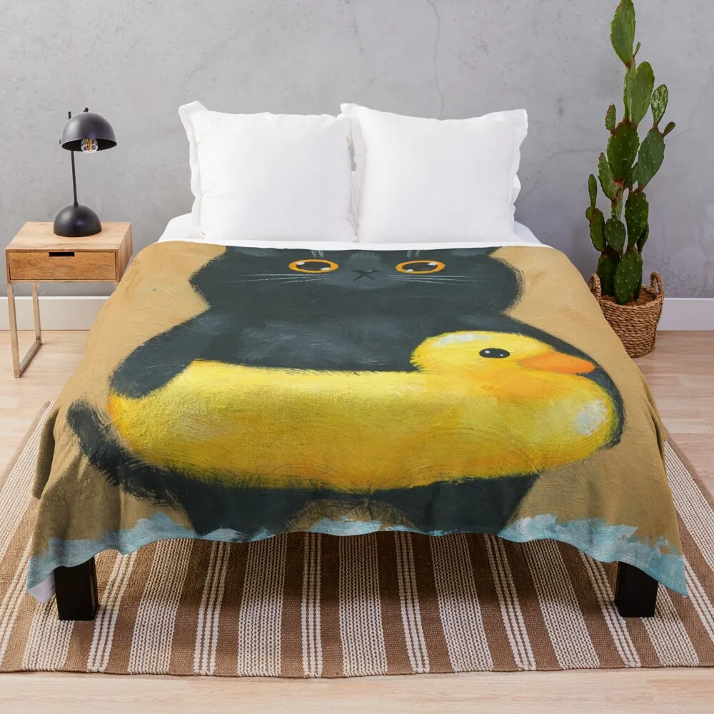 At The Beach Rubber Ducky Throw Blanket Shaggy Designers Blankets