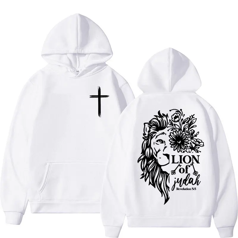 Jesus Lion of Judah Print Hoodie for Men Women Aesthetic Christian Sweatshirt Pullovers Fashion Oversized Hoodies Y2k Streetwear