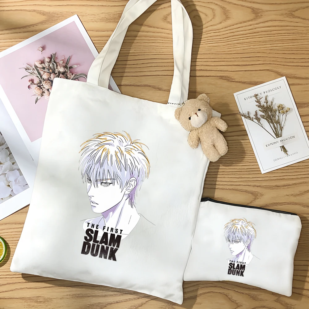 

kawaii Anime figure Akagi Takenori Portable canvas bag Slam Dunk Rukawa Kaede Sakuragi Hanamichi Printing shopping Commuting bag