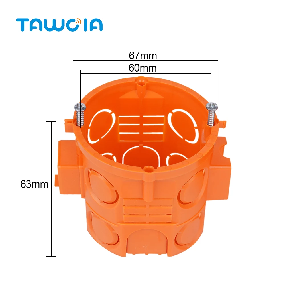 TAWOIA Fireproof PC 1Gang Dry Lining Box For Gypsum Board/Drywall/Plasterboad 63mm Depth 86 Type Wall Switch BOX Socket Cassette