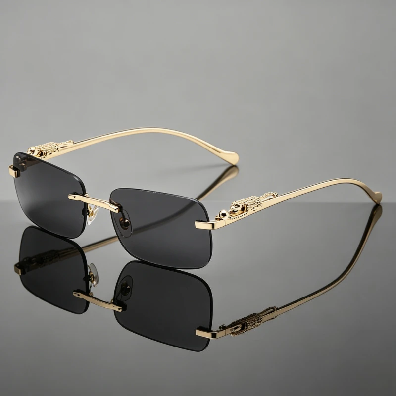 Rimless Metal Square Sun Glasses Women Men High Quality Trend Luxury Sunglasses Go Out Shopping Female Male Eyeglasses