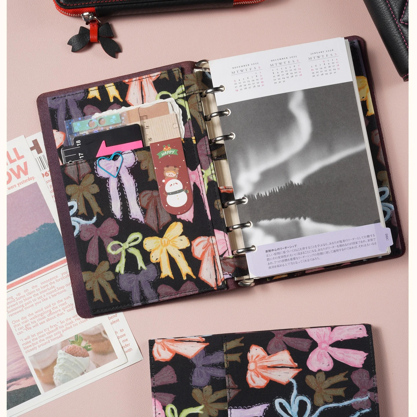 Print Cotton cloth Removable Ring Protectors For Loose leaf Binders Planner Agenda Organizer Diary Portable Notebook