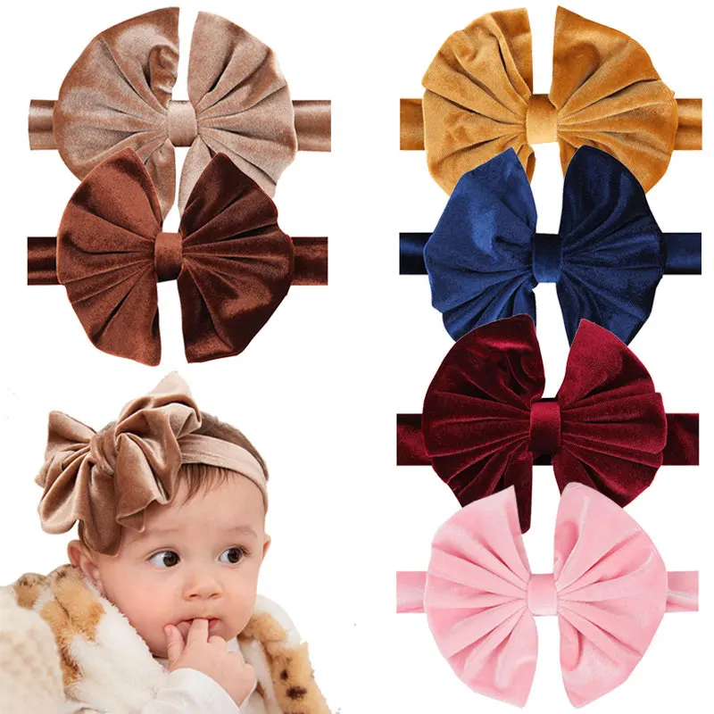 1 قطعة طفل headbands Bows Velevt الانحناء لينة أغطية الرأس مطاطا طفل ضمادة Headbands الوليد لينة اكسسوارات للشعر