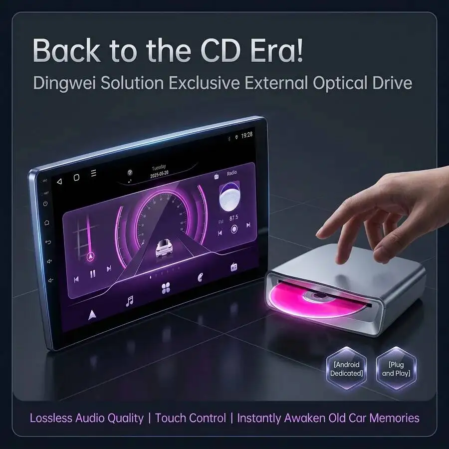 USB External Car DVD CD Drive Box for Android Head Unit Auto Multimedia Player Plug and Play Touch Control HD Video Music Reader