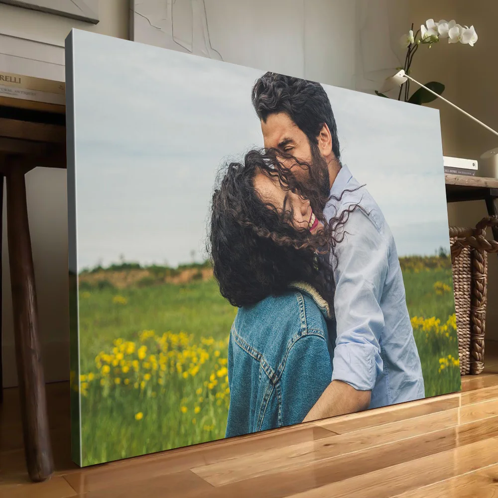 1 Pc Customized Photos on Canvas with DIY Wood Frame or Frameless Poster Personalized Custom Photos for Your Lover, Custom Poste image 4