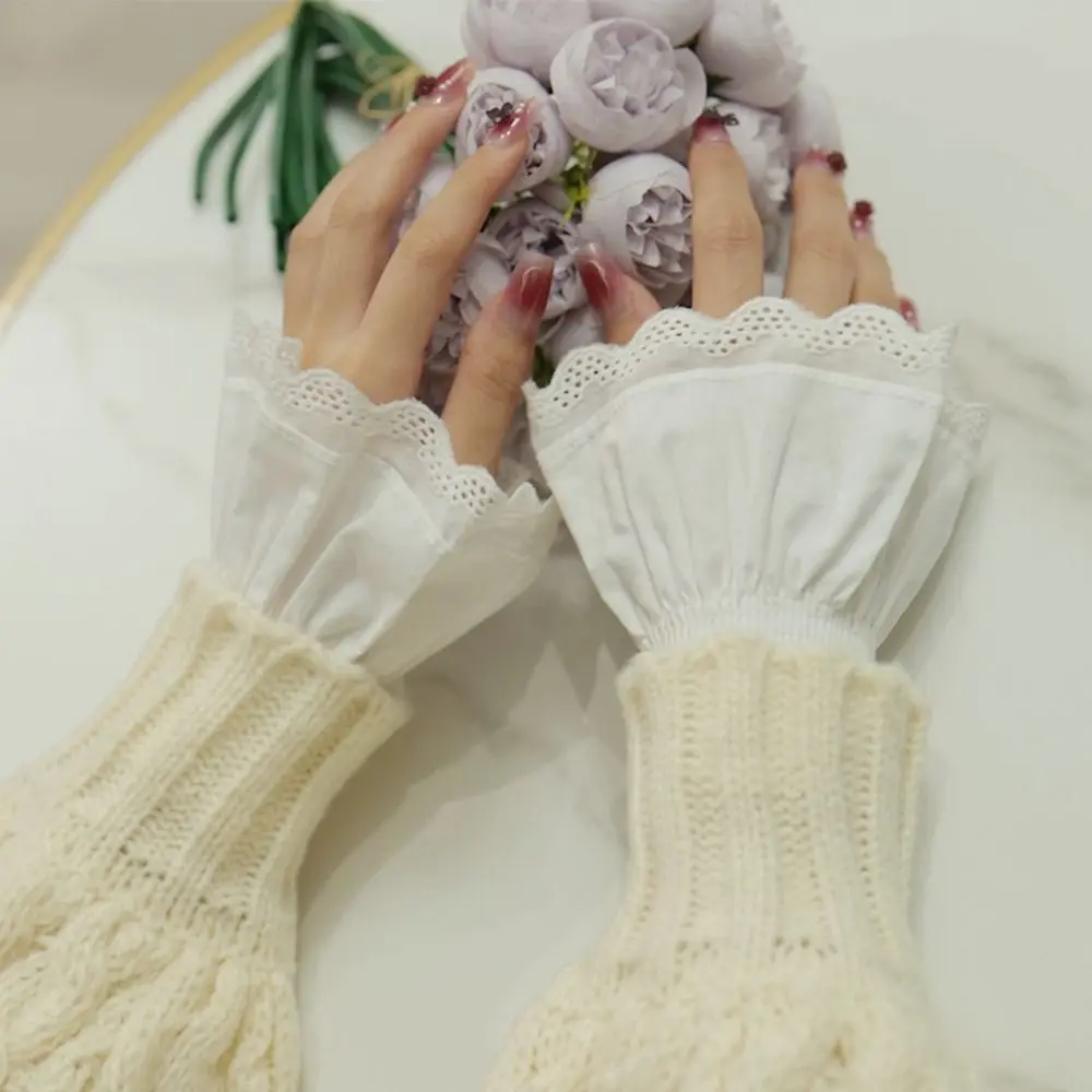 New Cotton Fake Cuff Detachable White False Sleeve Cuffs Lace Cuff Women
