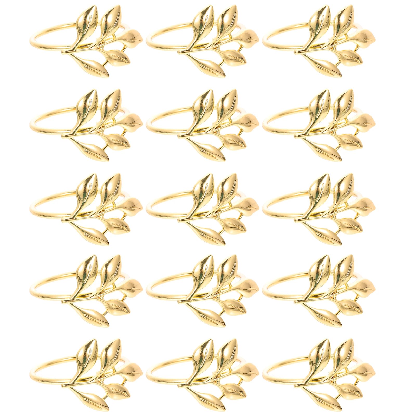 

15pcs Napkin Rings Glossy Shape Elegant Decorative Tableware Party Supplies Silver Alloy Leaves Napkins
