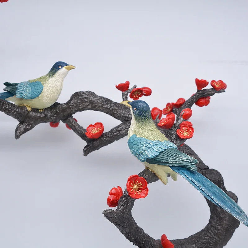 Brass painted large version happy on the branches, double happy door, home creative bronze magpie ornament