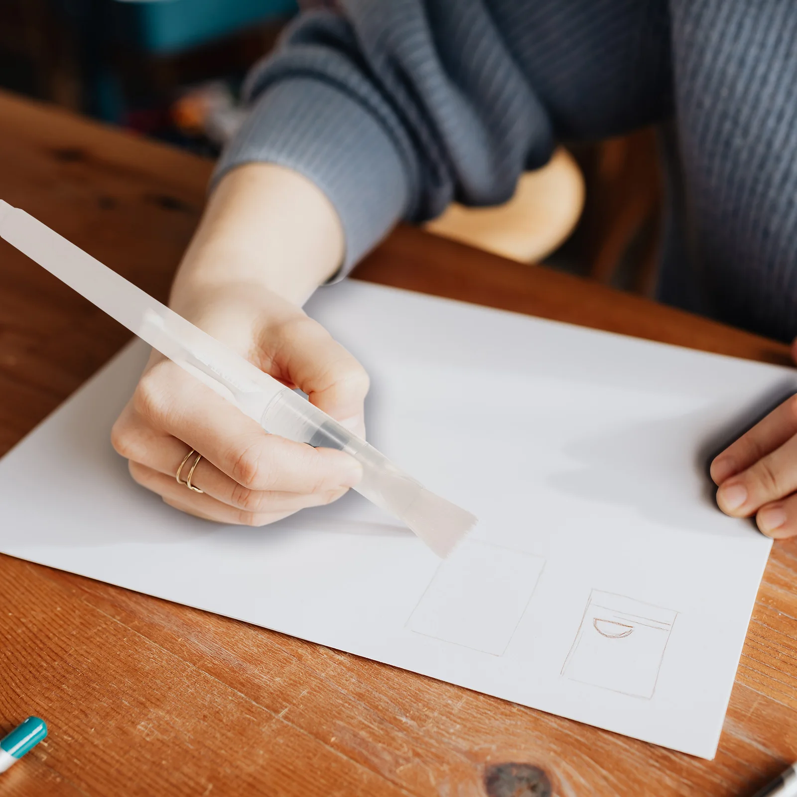 

6pcs Watercolor Brush Pens Refillable Painting Practical Paintbrushes 3Tips3Flats Nylon Storage Easy Control Ink Flow Student