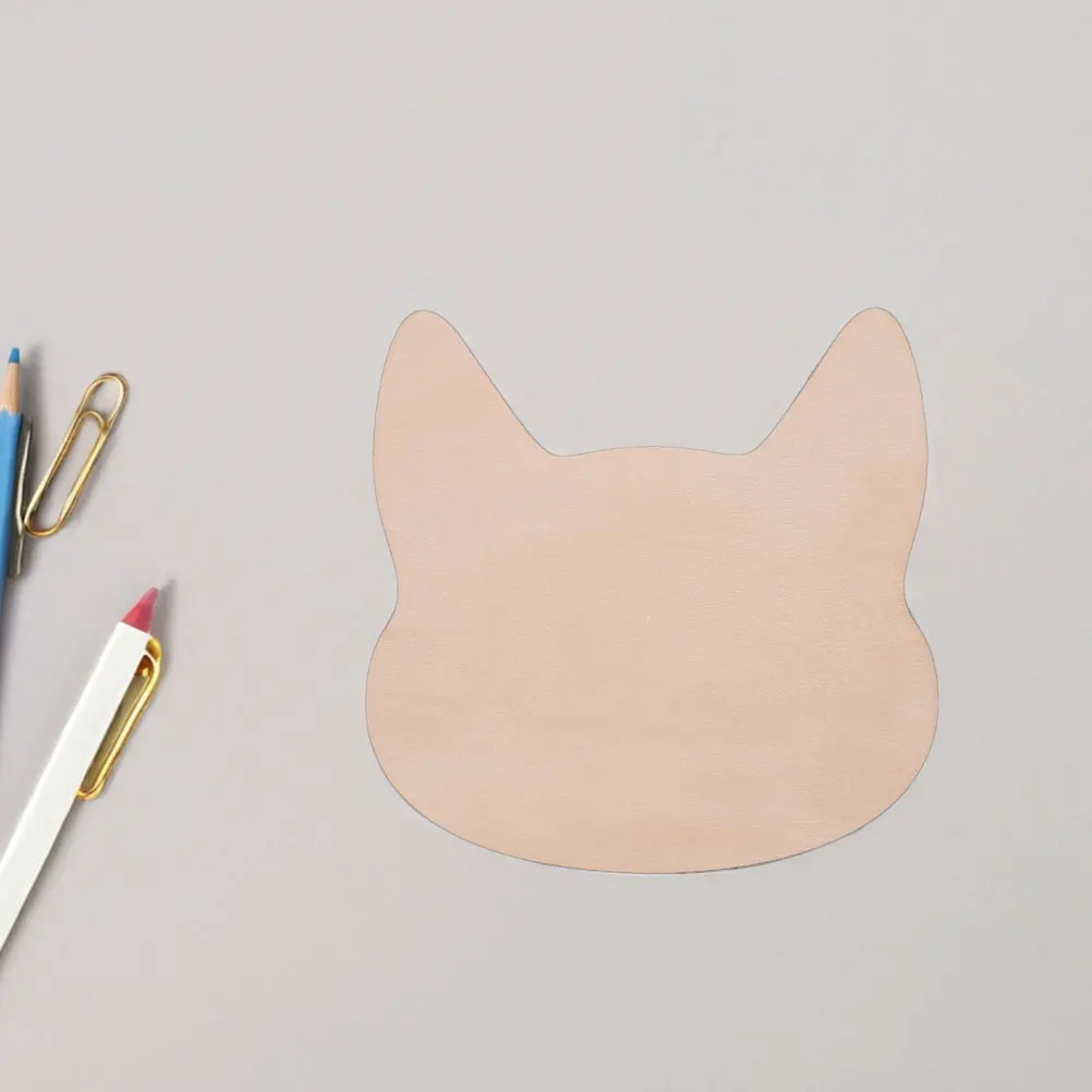 

12 Pcs Cat Graffiti Wooden Cutouts Unfinished Craft Decorations Natural Wood Slices Diy Painting Animal Shapes