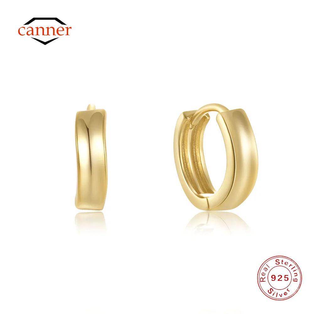 

CANNER 925 Sterling Silver Classic Hoop Earrings for Women 18K Gold Round Circle Earring Zircon Piercing Earings Fine Jewelry