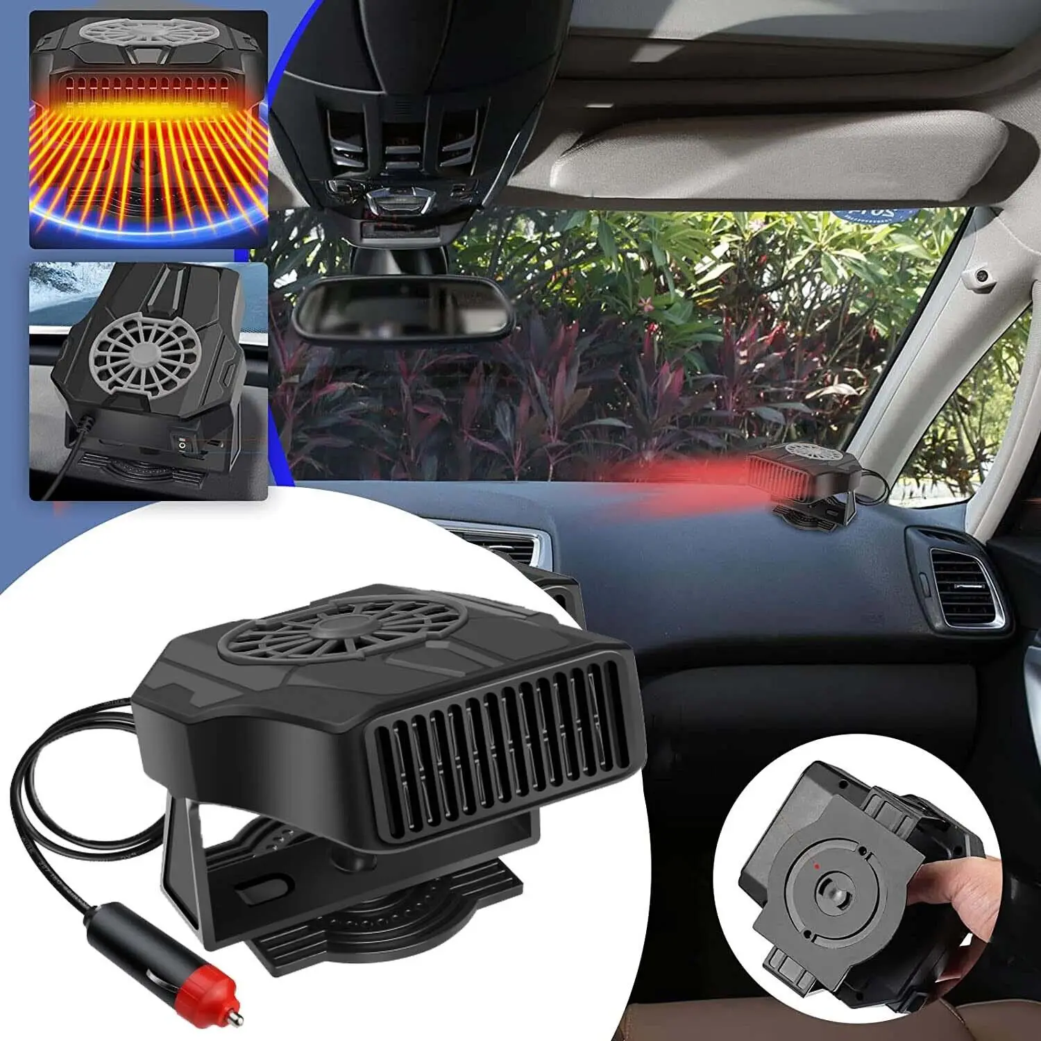 Portable Car Heater 12V Electric Heating Cooling Auto Windshield Fan Fast Heating Defrost Defogger For All Cars