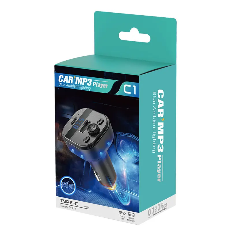 Caricabatteria da Auto trasmettitore FM Bluetooth Audio lettore MP3 per Auto Auto radio adattatore vivavoce tipo-C caricatore rapido USB 3.1A