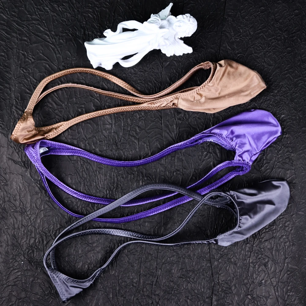 Men Swimming Thongs Pouch String Underwear Bodybuilding Tangas  sissy panties  jockstrap Men's shiny oil G-String Comfy Sexy image 3