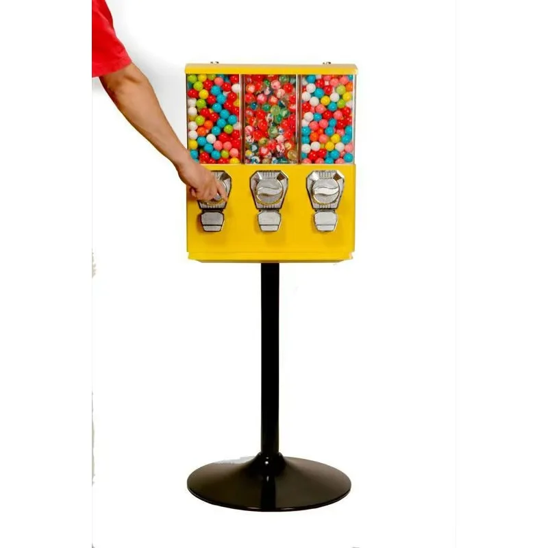 2025 مصنع الثلاثي رئيس 3 في 1 Gumball بيع دائم السائبة موزع الحلوى عملة رمز الدفع اللعب آلة بيع للأطفال