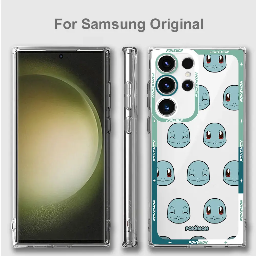 Clear Case For Samsung Galaxy S24 S23 S22 S21 Ultra S20 FE S10 Note 20 10 Plus Coque Fundas Pokemon Bulbasaur Anime