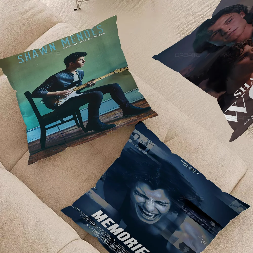 

S-Shawn Mendes Popular Singer Pillow Covers Cartoon Sofa Decorative Home Double-sided Printing Short Plush Cute Cushion Cover