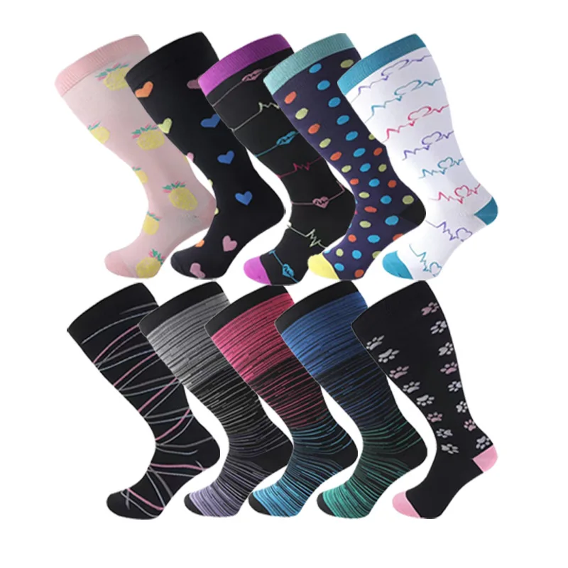 New thickened pressure thickened fat-absorbing  extra-large super-large compression socks with patterns, sports and fitness sock