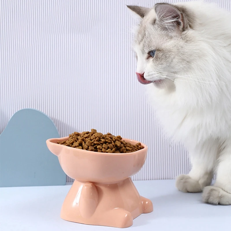 Cat Bowl High Foot Dog Bowl Neck Protector Pet Cat Food Water Bowls Anti-overturning Pet Feeding Cup Pet Feeder Supplies ﻿