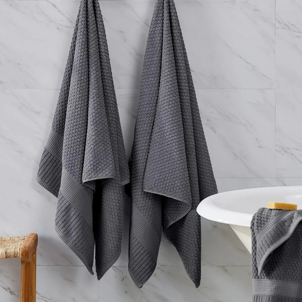 Cotton Bath Towel, Super Soft & Absorbent Quick-Dry Baths Towels, Textured and Durable Cotton, 4 Pack Cotton Bath Towel