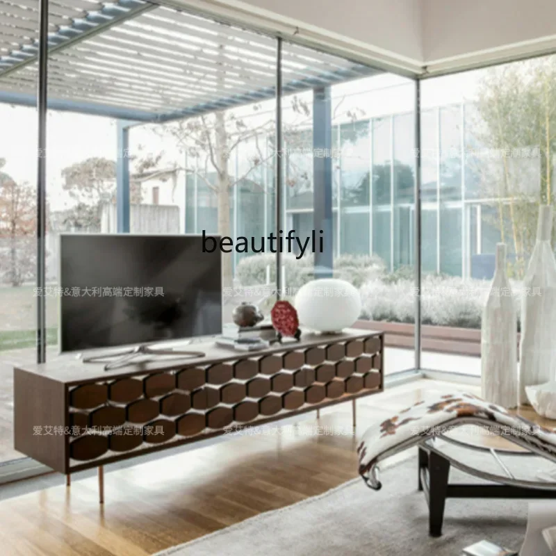 

S Italian light luxury solid wood against the wall TV cabinet designer dining side cabinet living room entrance