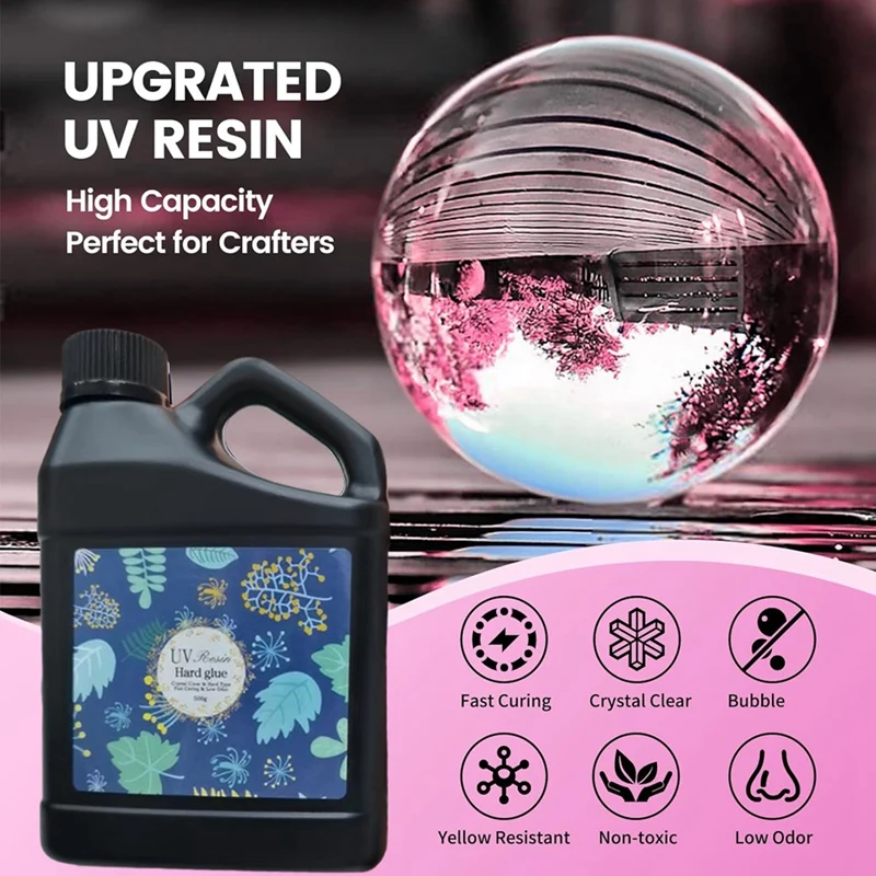 UV Resin 500G -Upgraded Crystal Clear Hard UV Fast Curing Epoxy Resin Supplies For Craft Jewelry Making